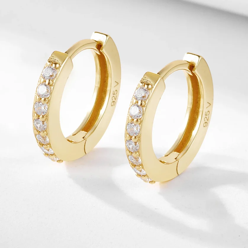 Wholesale Simple  Trendy Jewelry Psj S925 Sterling Silver 14k 18k Gold Plated Vermeil Hoop Huggies Earrings for Women Girls - Image 6