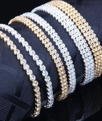 2024 New Fashion Jewelry Wholesale Copper Alloy Gold Plated 4MM Cubic Zirconia CZ Diamond Charm Tennis Bracelet for Women