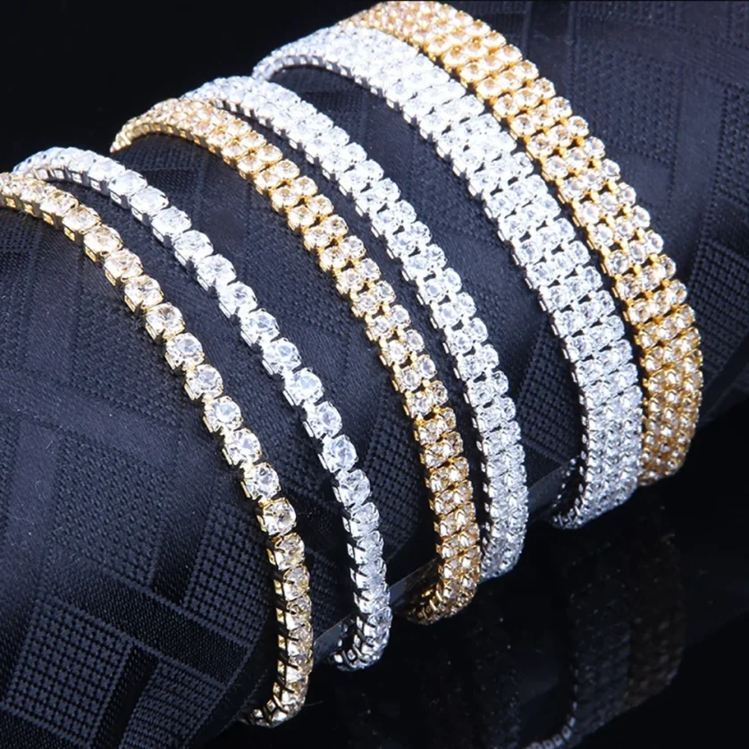 2024 New Fashion Jewelry Wholesale Copper Alloy Gold Plated 4MM Cubic Zirconia CZ Diamond Charm Tennis Bracelet for Women