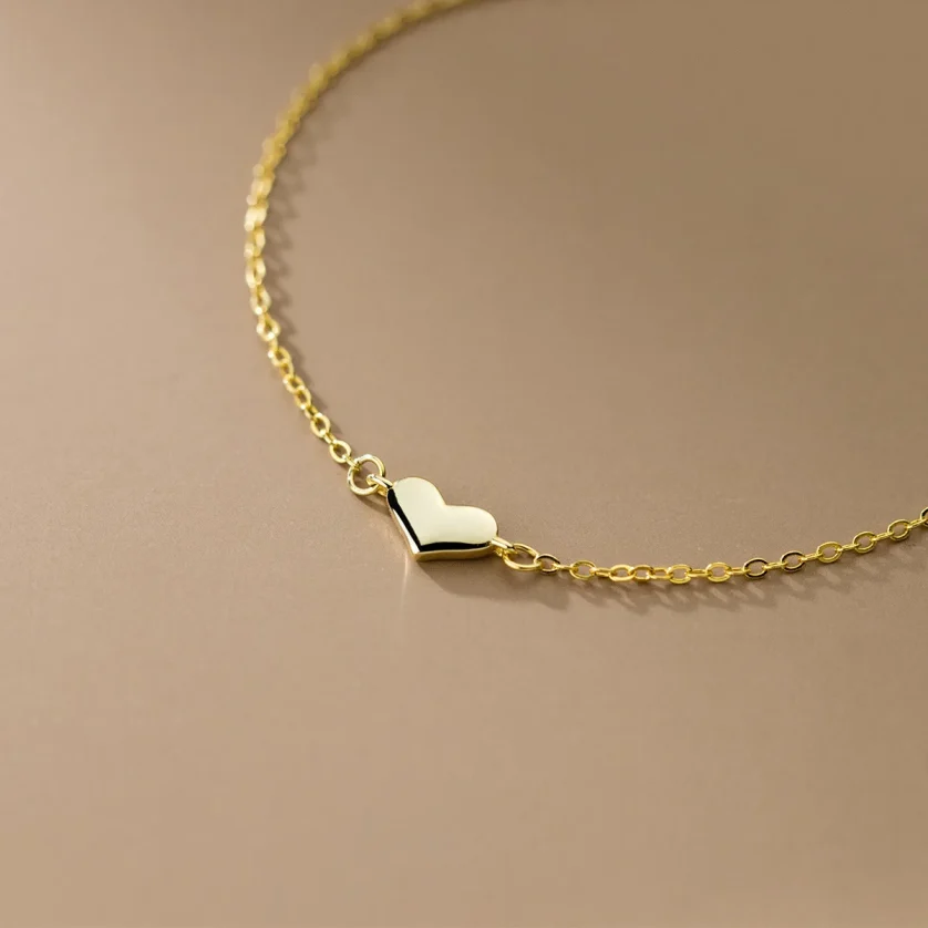 Minimalist 925 Silver love Heart Plain Gold Plated Bracelets for Women Girls Couples Lover Valentine's Day - Image 2
