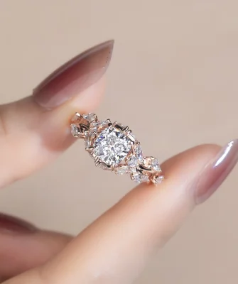 Messi Jewelry 18k 1ct Cushion Cut  Lab Diamond Women Jewelry Ring Luxury  Engagement Ring  Style