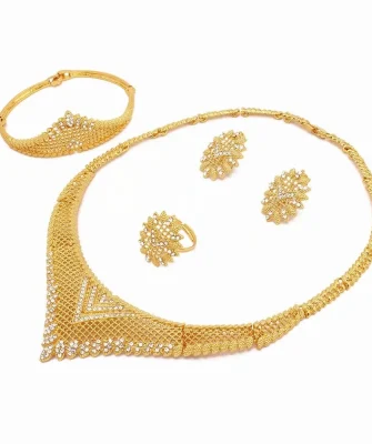 Sinya New Arrive Plated Jewelry Gold Style Earrings and Necklace Suit With Crystal and Diamond Jewelry Fashion Set