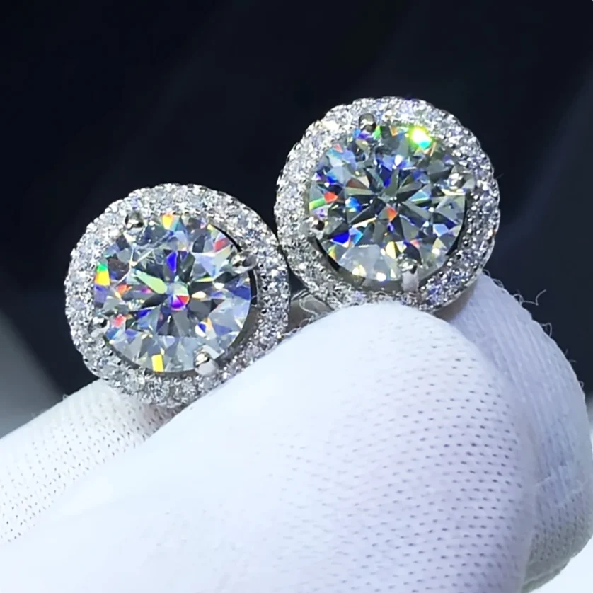 Luxury Moissanite Stud 1ct VVS 925 Sterling Silver Men Women Jewelry Flower Cluster Halo Diamond Earrings With GRA Certificate - Image 6