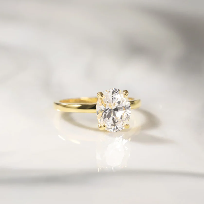 OLAN Trendy 925 Sterling Silver Gold Plate Rings for Women 3ct Oval Cut Zirconia Diamond Solitaire Ring Engagement Wedding Band - Image 3
