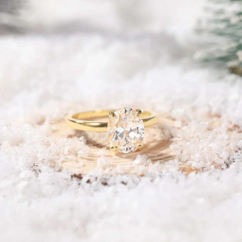 OLAN Trendy 925 Sterling Silver Gold Plate Rings for Women 3ct Oval Cut Zirconia Diamond Solitaire Ring Engagement Wedding Band - Image 2