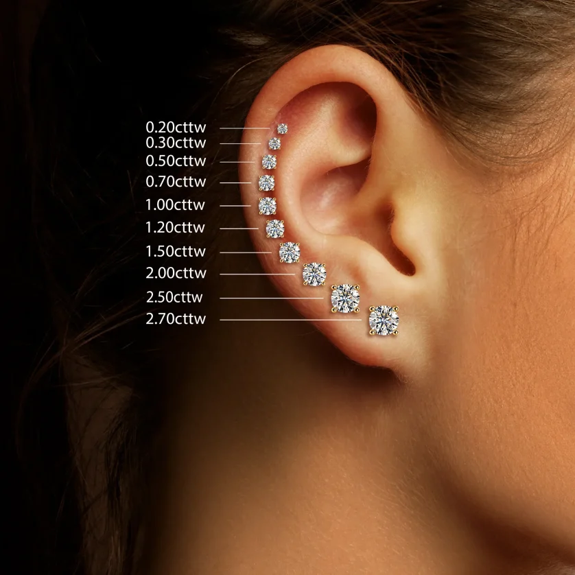 Starsgem Hot Sale Style 10k 14k  18k Solid Gold 0.5ct 1ct 2ct Lab Grown Diamond Gold Stud Earrings Women Fine Jewelry Earrings - Image 5