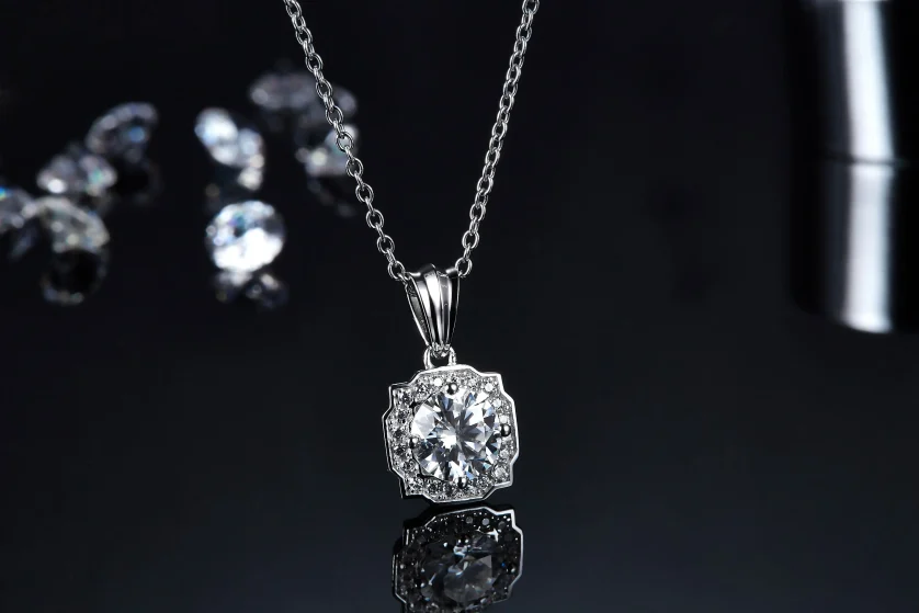 Wuzhou Nice Jewelry 925 Sterling Silver Moissanite Diamond Necklace  Jewelry Set for Women - Image 5