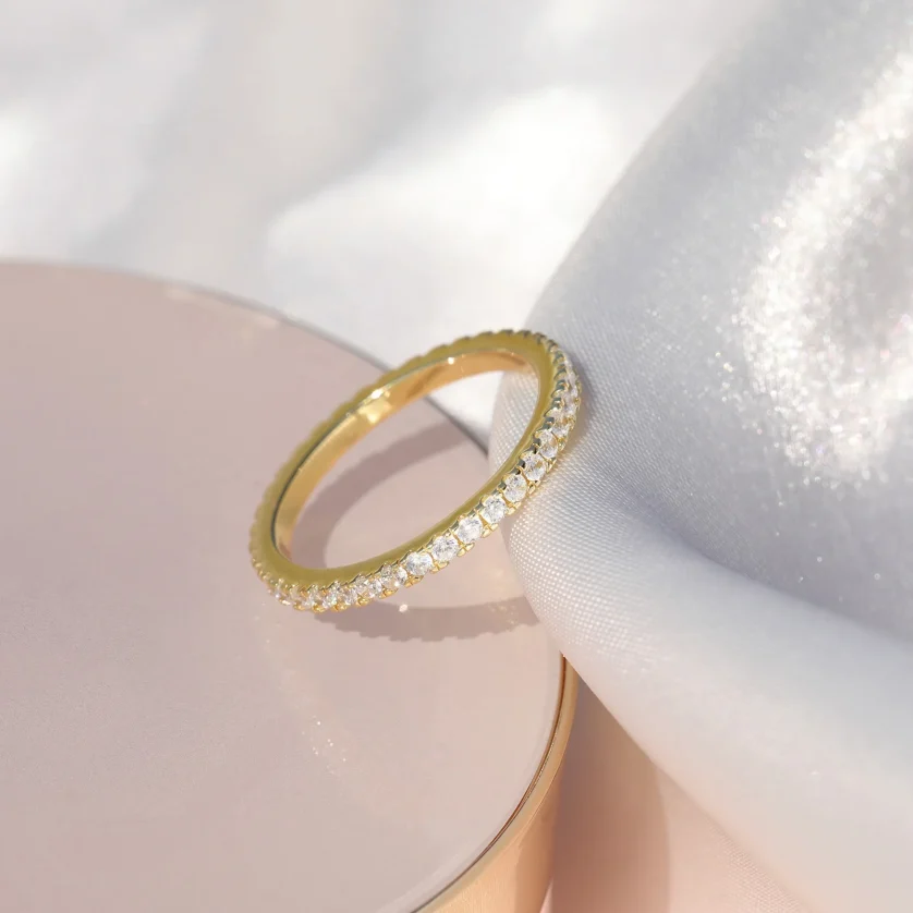 OAHLAN Women 2mm 925 Sterling Silver Ring for Women Wedding Band Cubic Zirconia Full Eternity Stackable Engagement Ring Size3-12 - Image 3