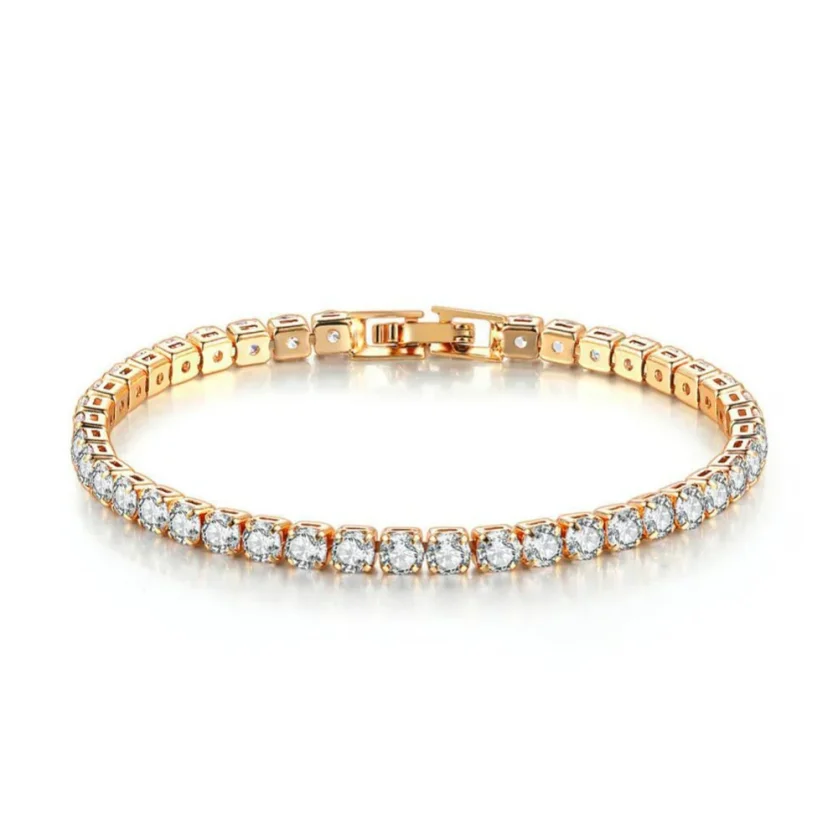 2024 New Fashion Jewelry Wholesale Copper Alloy Gold Plated 4MM Cubic Zirconia CZ Diamond Charm Tennis Bracelet for Women - Image 6