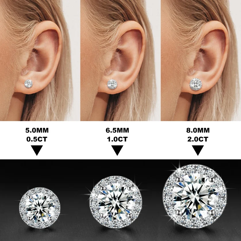 Local USA Stock Trendy Jewelry 925 Sterling Silver VVS Moissanite Diamond Cluster Screw Back Stud Earrings for Men Women - Image 3