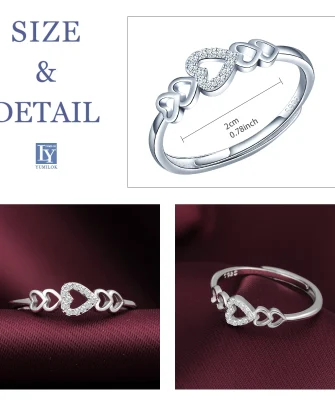 Custom Wholesale Cubic Zirconia Ring Promise Women Jewelry Engagement Wedding 925 Sterling Silver Heart Ring