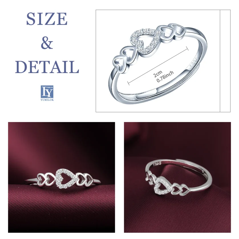 Custom Wholesale Cubic Zirconia Ring Promise Women Jewelry Engagement Wedding 925 Sterling Silver Heart Ring