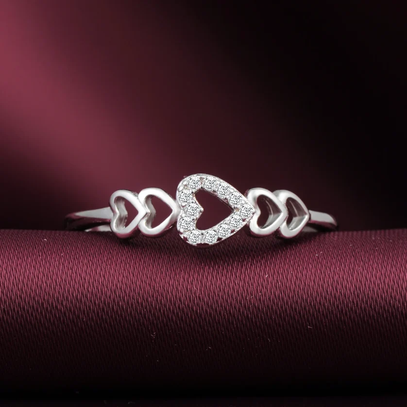 Custom Wholesale Cubic Zirconia Ring Promise Women Jewelry Engagement Wedding 925 Sterling Silver Heart Ring - Image 2