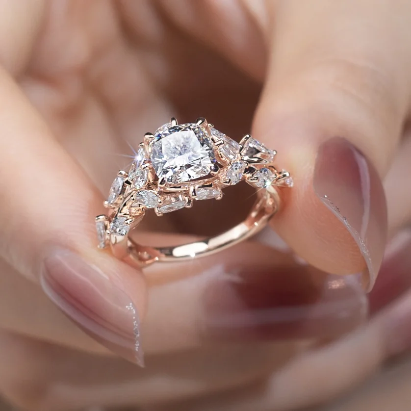 Messi Jewelry 18k 1ct Cushion Cut  Lab Diamond Women Jewelry Ring Luxury  Engagement Ring  Style - Image 6