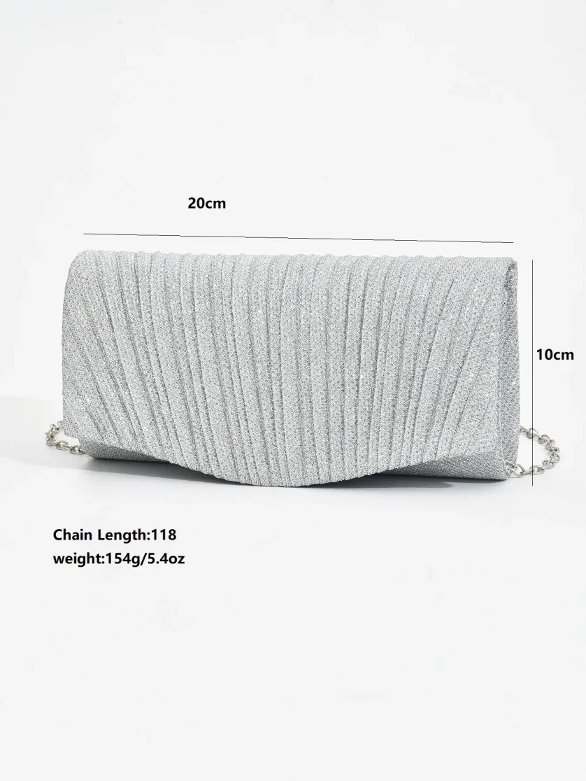 Bridal Jewelry Set Stylish Simple Diamond Bracelet Earrings Necklace PU Clutch Dinner Bag Set (KJ140) - Image 5