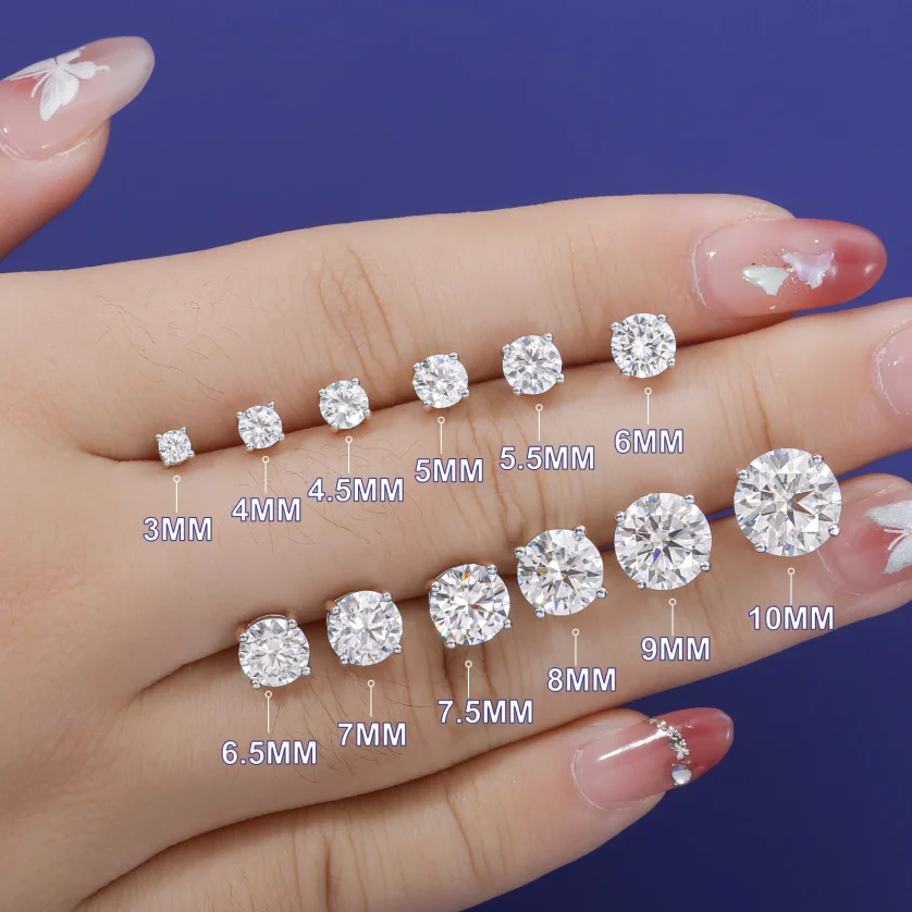 USA Local Stock Men Women Luxury 18K Gold Plated Sterling Silver Classic VVS Moissanite Diamond Stud Earrings With Gift Box