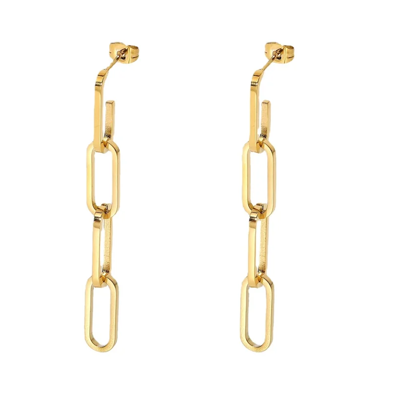 Dropshipping High Quality New 18K Gold Plated Stainless Steel Drop Earring for Women Girls Long Chain Link Earrings Jewelry - Image 6