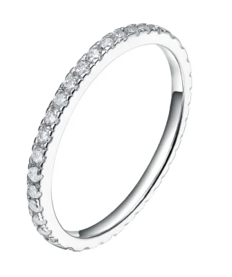 OAHLAN Women 2mm 925 Sterling Silver Ring for Women Wedding Band Cubic Zirconia Full Eternity Stackable Engagement Ring Size3-12