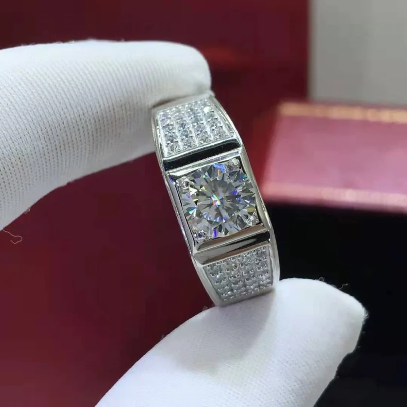 Gropshipping Elegant VVS Moissanite Round Diamond Custom 1ct Ring Sets Fashion Jewelry 925 Silver for Men - Image 3