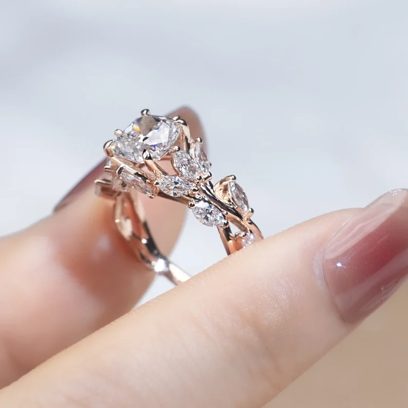 Messi Jewelry 18k 1ct Cushion Cut  Lab Diamond Women Jewelry Ring Luxury  Engagement Ring  Style - Image 2