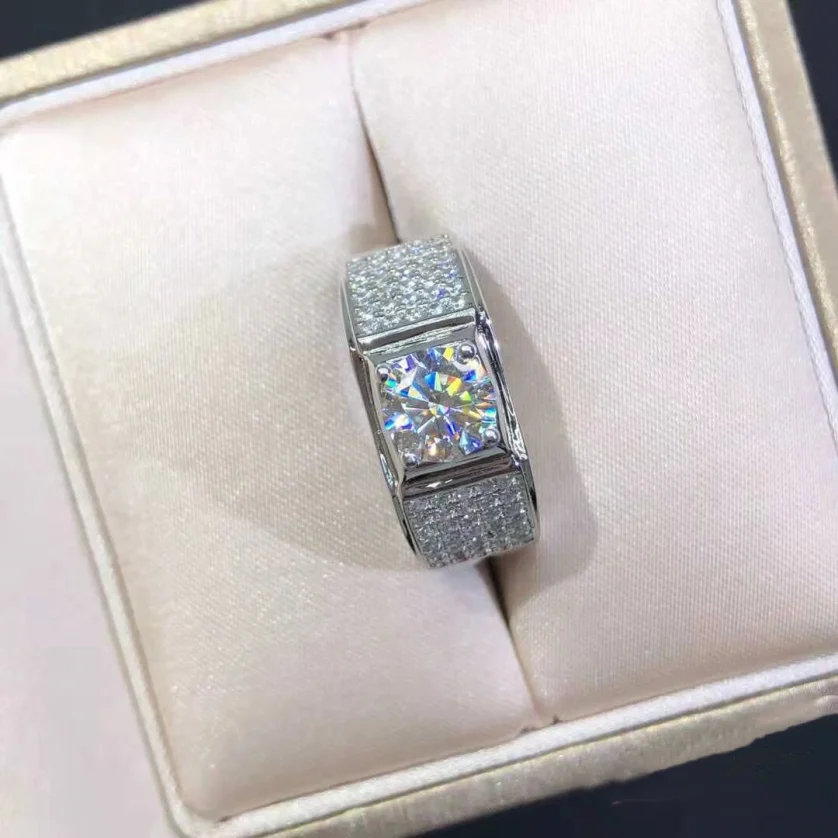 Gropshipping Elegant VVS Moissanite Round Diamond Custom 1ct Ring Sets Fashion Jewelry 925 Silver for Men - Image 6