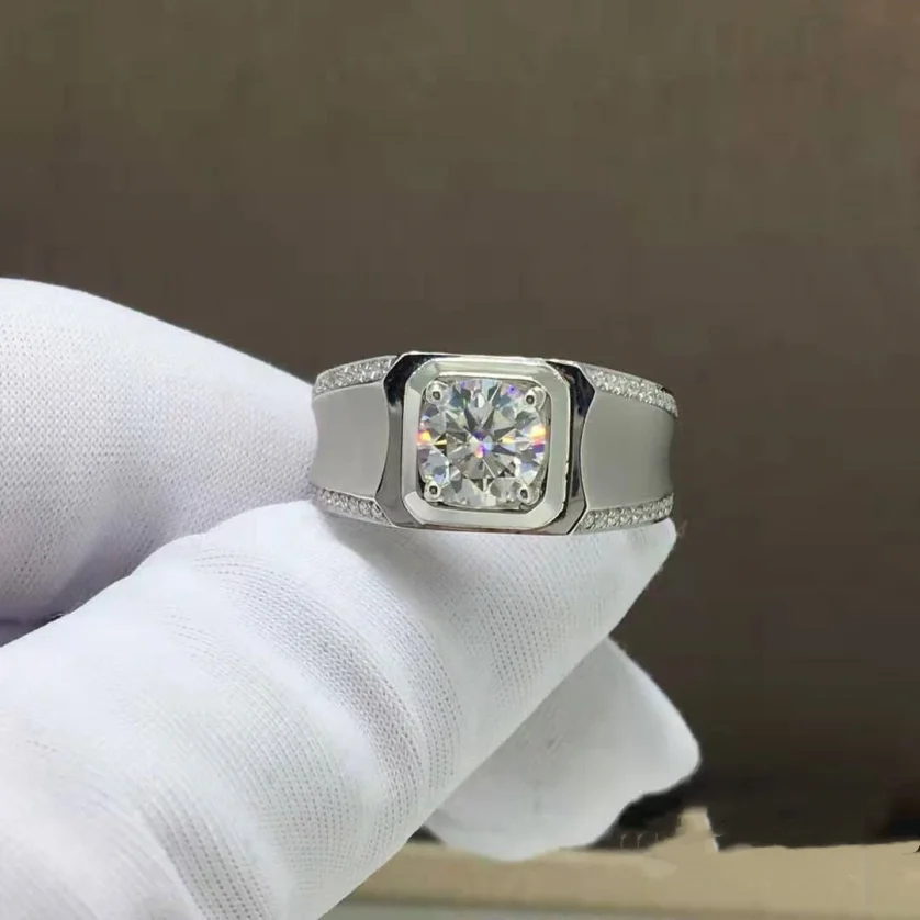 Gropshipping Elegant VVS Moissanite Round Diamond Custom 1ct Ring Sets Fashion Jewelry 925 Silver for Men - Image 4