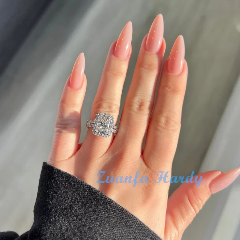 Custom 3ct Radiant Moissanite Diamond Lab Wedding Ring  10K 14K 18K Gold Fine Jewelry Hola Engagement Moissanite Ring - Image 2