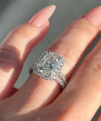 Custom 3ct Radiant Moissanite Diamond Lab Wedding Ring  10K 14K 18K Gold Fine Jewelry Hola Engagement Moissanite Ring