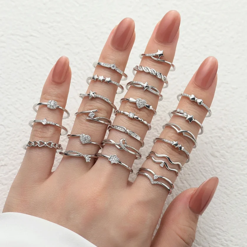 Fashion Jewelry 925 Sterling Silver Rings Couple Jewelry for Women Charms 925 Silver Rings Diamond Engagement Wedding Rings - Image 6