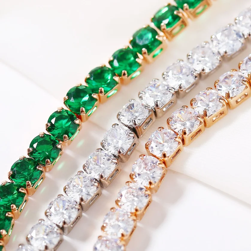 Fashion Jewelry 18K Gold Chain Bracelet Round Shape 4mm CZ Cubic Zirconia Diamond Adjustable Tennis Bracelets for Women H133-M - Image 4
