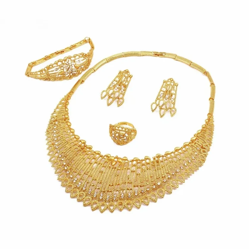 Sinya New Arrive Plated Jewelry Gold Style Earrings and Necklace Suit With Crystal and Diamond Jewelry Fashion Set - Image 2