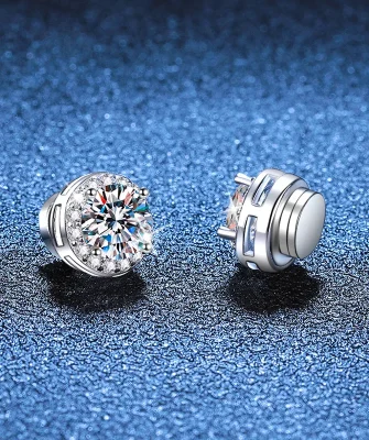 S925 Sterling Silver Moissanite Diamond Ear-Free Magnetic Cure Earrings