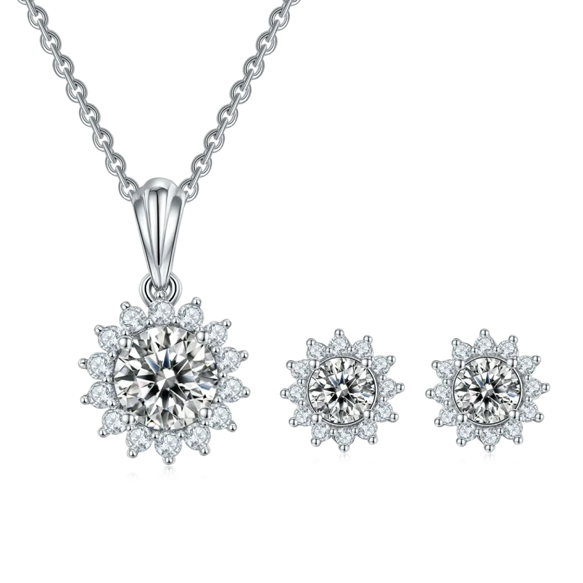 Wholesale 925 Sterling Silver Women Fine Jewelry Sets Moissanite Diamond Earrings Necklace Sets for Wedding - Image 6